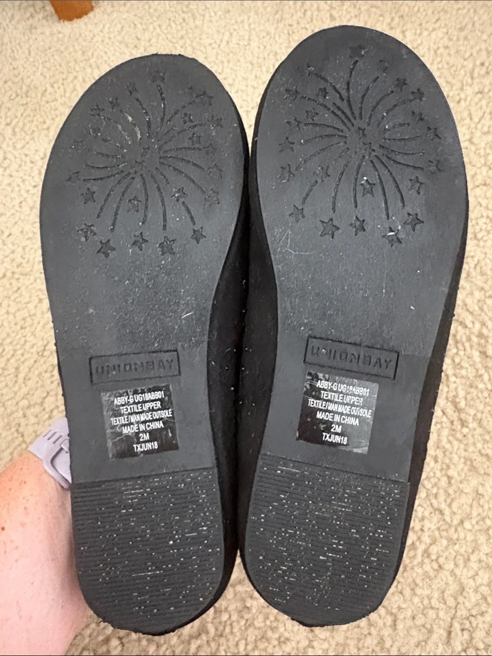 UNIONBAY Black Laser-Cut Slip-On Ballet Flats